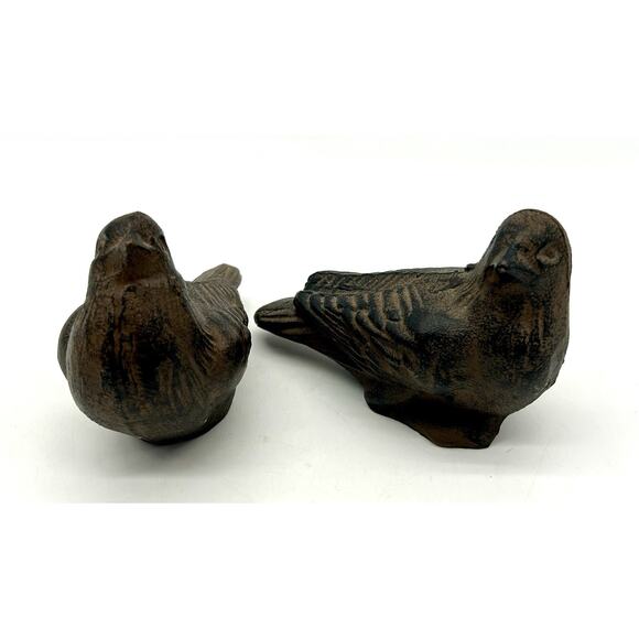 2 Heavy Cast Metal Songbird Doorstop or Bookend Statue Rustic Patio Cottage - Picture 2 of 10